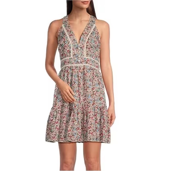 🌻🆕LUCKY BRAND Printed Mini Dress-Nirvana Multi color-Size Small - Picture 1 of 13